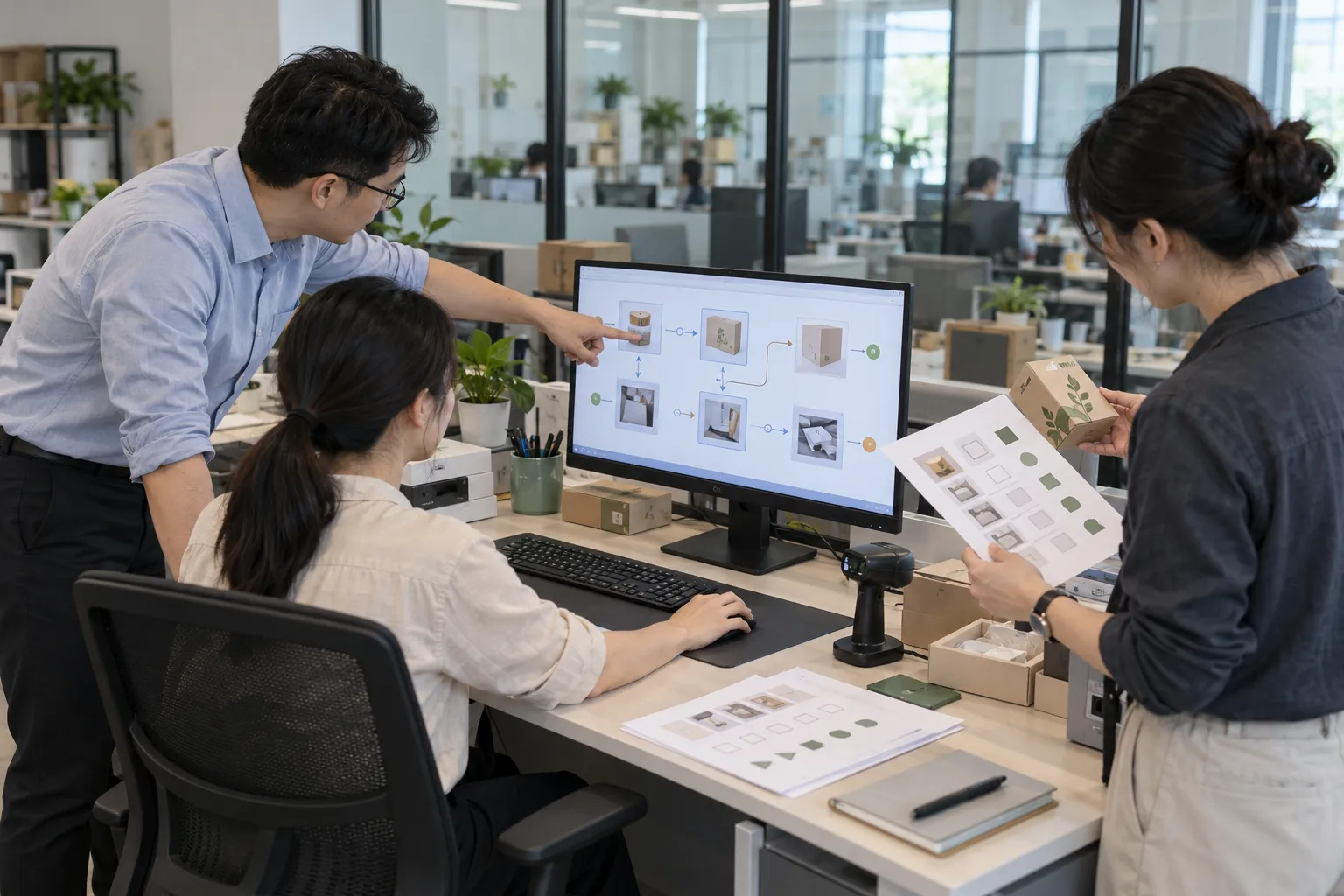 实践伙伴来到企业现场,与团队一起核对业务流程和操作成果